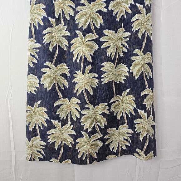Pineapple Moon Hawaiian Blue Small Silk Dress Tank Sleeveless Palm Tree Beach - Picture 5 of 8